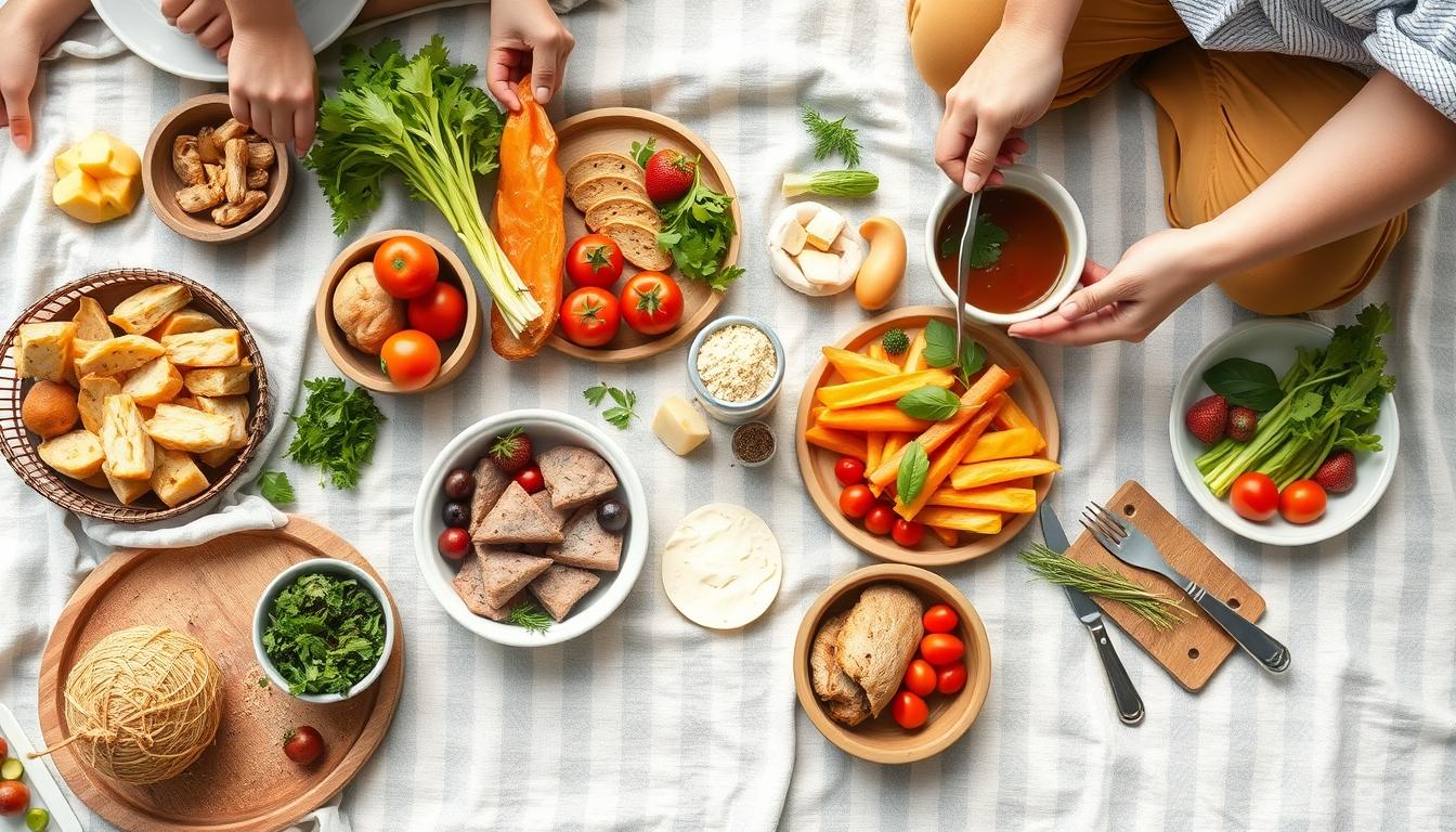 Measured baking ingredients prepared on a counter